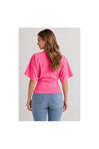 Flex Fashıon Kadın Bele Oturan, Geniş Kollu Pembe Üst Bluz-tişört Pembe - 876774097 Pembe - 876774097 Pembe