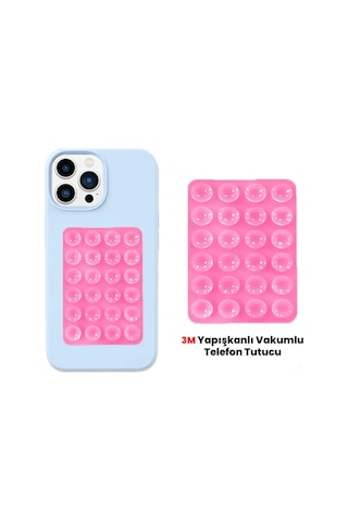 Silikon Vantuzlu Telefon Tutacağı 24 Vantuzlu 1 Paket Yapışkanlı Cep Telefonu Tutucu Mıknatıslı Pemb Renk