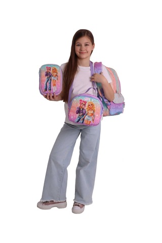 Wow Generation Üçlü İlkokul Okul Çanta Seti - Pembe - Mor - Star Desenli - Kız Çocuk - Setwg-w6033a Çok Renkli
