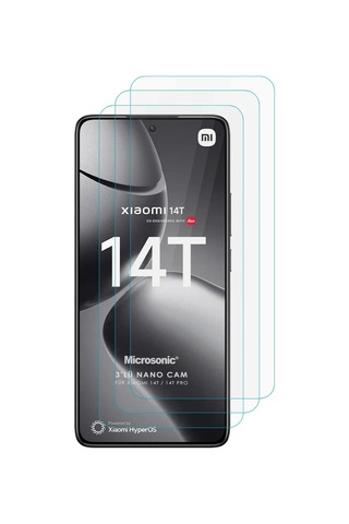 Microsonic Xiaomi 14t Pro Screen Protector Nano Glass Cam Ekran Koruyucu 3 Lü Paket