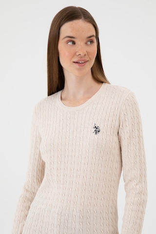 U.S. Polo Assn. Kadın Krem Melanj Bisiklet Yaka Basic Kazak 50313626-VR159