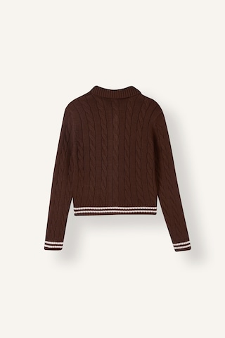 Defacto Regular Fit Polo Yaka Saç Örgü Fermuarlı Hırka H2148ax26aubn450 Kahve-bn450