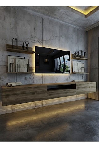 Resital Ledli Duvara Monte Tv Sehpası - Ceviz - W6017-2 Ceviz
