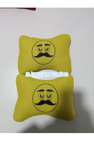 Bıyıklı Emoji Kelebek Yastık 2 Li Sarı