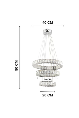 ZİLLA 3'LÜ MODERN SARKIT KRİSTAL TAŞLI LED AVİZE - 3 RENK KUMANDALI - ( Beyaz - Sarı - Gün Işığı )