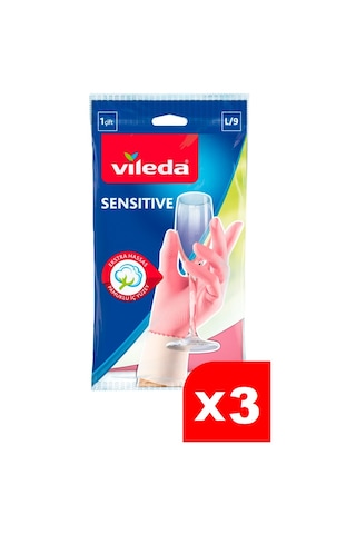 Vileda Sensitive Bulaşık Eldiveni Büyük Boy 3'lü L-9