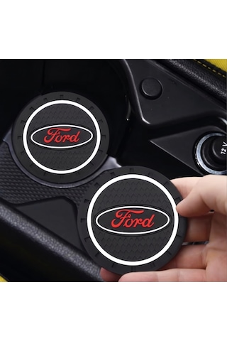 Ford Logolu Silikon Bardaklık Altlığı 2 Li Set Araç Içi Bardak Altlığı Aksesuar