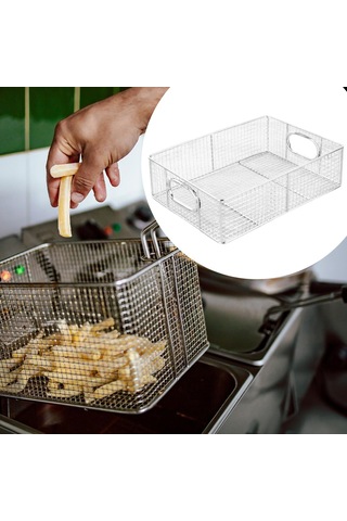 Homyl Restoran Için Paslanmaz Çelik Kızartma Sepeti Tava Ekmek Gümüş