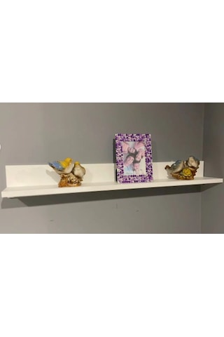 Boreas Design Haag Tekli Dekoratif Ahşap Duvar Rafı Beyaz