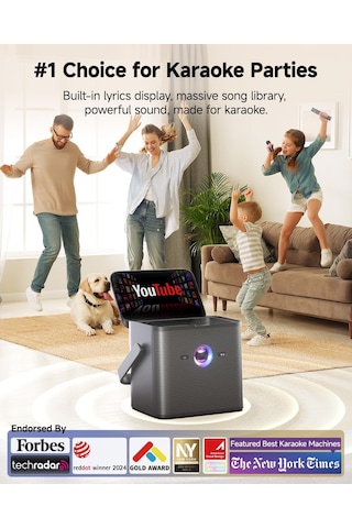 Ikarao Yetişkinler İçin Karaoke Makinesi, Şarkı Sözleri Ekranı Ve Ekranı İle, Youtube İçin Karaoke Sistemi, 2 Kablosuz Mikrofon, Otomatik Ayar Ve Yankı, Karafun Prime, Ev Dış Mekan Partisi İçin