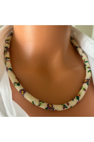 Chichibeads Çapa Model Bohem Kolye Bileklik Altın - Beyaz