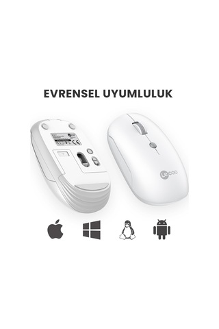 Ws211 Kablosuz 1600dpı 6 Tuşlu Çift Modlu Wifi + Bluetooth Şarj Edilebilir Sessiz Kompakt Optik Mouse Beyaz Genel
