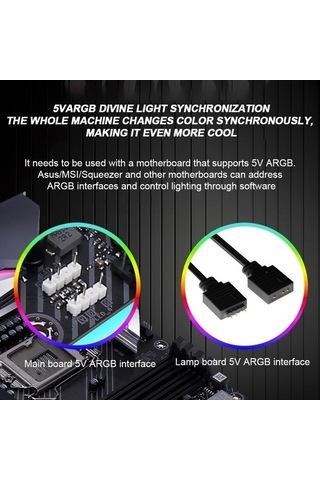 Wezone Anakart Ekran Kartı Işıklı Dekoratif Şerit, 5v 3pın Argb Işık Senkronizasyonu, Silikon Boru, X8/x12 Boyutları