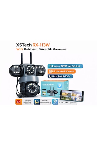 X5tech Rx-113w Wifi 3 Lensli 12 Volt 2a Kablosuz Güvenlik Kamerası X5tech Rx-113w Wifi 3 Lensli 12 Volt 2a Kablosuz Güvenlik Kamerası