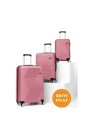 G&d Polo Suitcase Abs 3'lü Gül Kurusu Lüx Valiz Seyahat Seti 600.08-set Gülkurusu