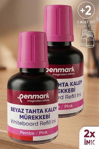 Pembe Yazı Tahta Kalemi Mürekkebi 30 Ml 2 Adet Penmark Tahta Kalemi Mürekkepi Kolay Silinebilir Doldurulabilir Canlı