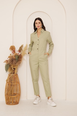 Yeşil Cepli Gabardin Tulum Dm4004 Yeşil