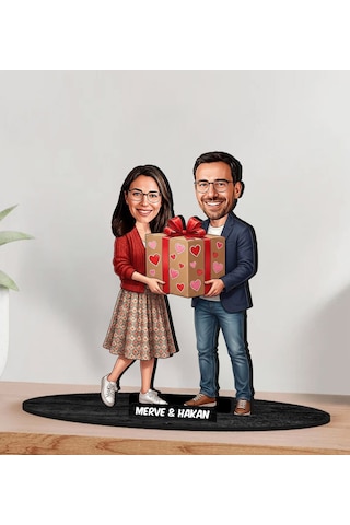 Bk Gift Kişiye Özel Sevgili Karikatürlü Ahşap Biblo -17, Fotoğraftan Karikatür, Sevgililer Günü Hediyesi, Ev Hediyesi Kobitmeyencom36344 Bk Gift