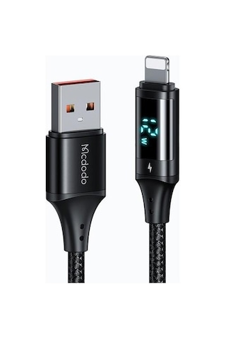 Mcdodo Dijital İphone Uyumlu Hızlı Data Şarj Kablo 3A 1.2M Siyah Ca-1060 (526219070)