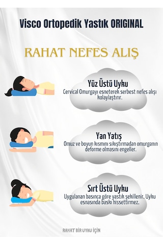 Visco Ortopedik Yastık Destekli Çift Yükseklik Yastık Taşıma Çantalı Beyaz Mavi