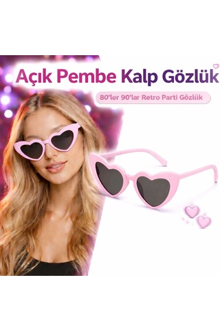 Tedar Pembe Retro Kalp Gözlük 80 Ler 90 Lar Stil Parti Gözlüğü Najmaddin "