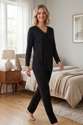 Mecit Pijama Mecit 6351 Siyah Kadın Pijama Takımı
