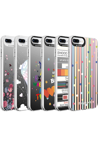 Goocamp Apple iPhone Uyumlu 7 Plus Kılıf Desenli Silver Sert Kapak - Noktalar Noktalar