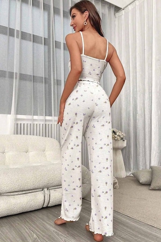 Merry See Baskılı Askılı Pijama Takımı Pembe Çiçekli Pembe