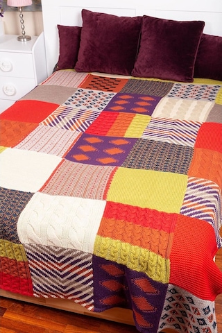 Peraluna Çift Kişilik Patch Özel Tasarım Battaniye 170X250 Cm-170X250 Cm Karışık