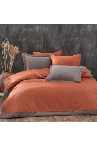 Nazik Saten Nevresim Takımı Çift Kişilik Amanda Kiremit