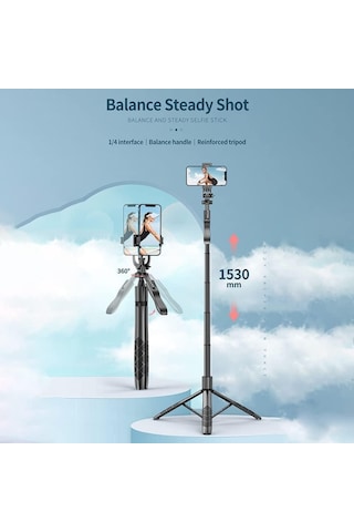 Torima L16 Çok Amaçlı Tripod Selfie Kumandalı 153 Cm Anroid Apple Uyumlu iOS Go Pro
