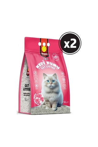 Happy Topaklanan Bentonit Bebek Pudralı Kedi Kumu 2 x 5 L
