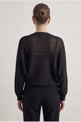Neden Tekstil Premium Ajurlu İnce Triko Bolero Hırka - Siyah