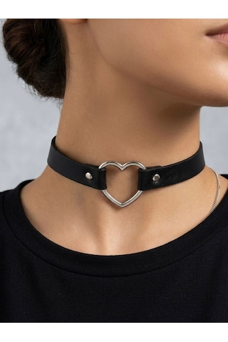 Deri Choker Yıldırım Kolye Punk Gotik Boyunluk Kadın Rock Stil Kolye Ayarlanabilir Siyah Choker Trendy Takı Gri