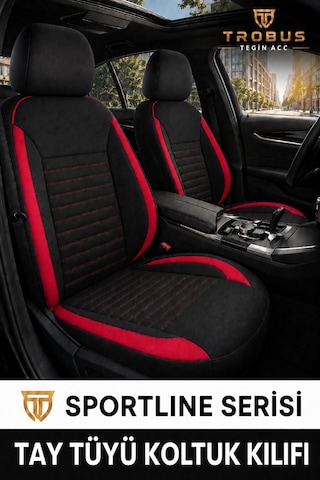 Citroen C4 Cactus 2014-2020 Uyumlu Sportline Serisi Siyah Kırmızı Oto Koltuk Kılıfı