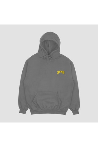 Unisex Gri Sanji Baskılı Hoodie Oversize Kapşonlu Sweatshirt Gri