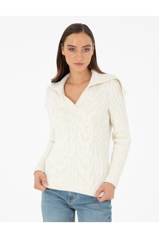 Pierre Cardin Kadın Ekru Kazak /triko 50290549-vr019 Ekru