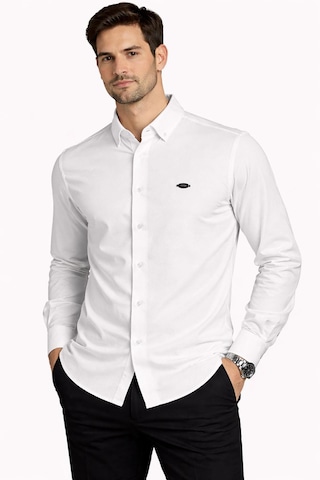 Classics Men Cafes Uzun Kol Slim Fit Erkek Oxford Gömlek - 7577 Beyaz
