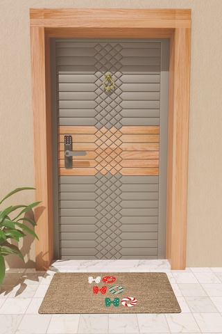 Rugmood Modern Dijtal Baskı Yılbaşı Yıl Ho Ho Ho Yeni Yıl Kapı Önü Paspası Çok Renkli