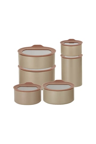Neoflam Fika One 6'lı Seramik Saklama Kabı Seti Pembe