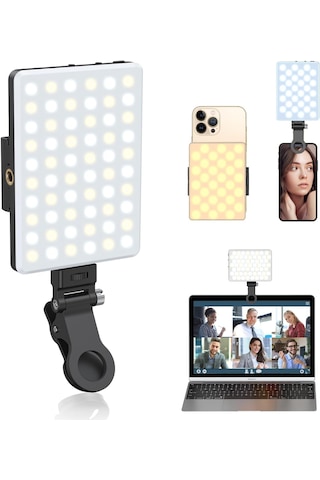 Fototek Led 120 Mini Klipsli Foto Kamera Işığı Cep Telefonu Led Işık Selfie Işık Şarj Edilebilir