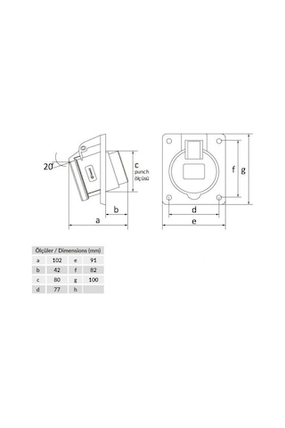 Bemis 3x32A 45 Derece Eğik Makine Prizi Ip 44 220 Volt Bc1-3403-2