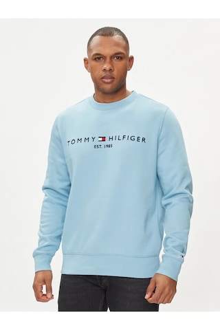 Tommy Hilfiger Erkek Sıfır Yaka Sweatshirt Buzmavisi