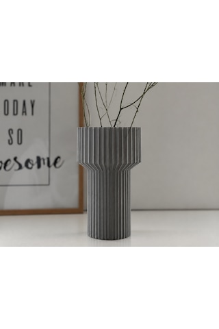 3d Baskı Modern Dekoratif Çiçek Vazosu - Minimal Silindir Tasarımlı Masaüstü Vazo, Ev Ve Ofis Dekoru-gri Renkli