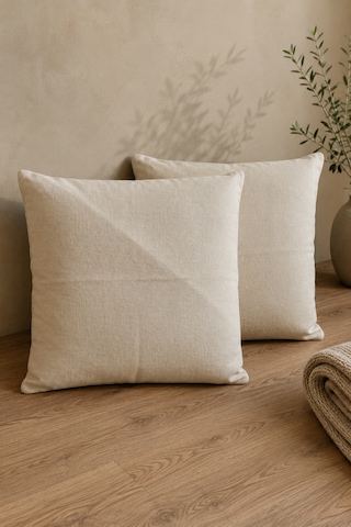 1 Adet Ham Bez Kırlent Kılıfı %100 Pamuk, Fermuarlı 44x44 Cm Dekoratif Yastık Kılıfı Bej-krem