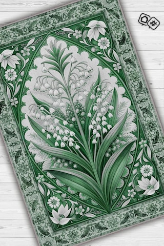 Homshtag Art Deco Müge Vintage Halı Görünümlü Dijital Baskı Renkli Halı Rustik Çiçekli Halı Çok Renkli