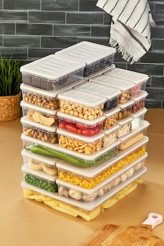 Multi Box 27 Parça 5 Farklı Boy Saklama Kabı Seti - Dondurucu & Mikrodalga Uyumlu Krem