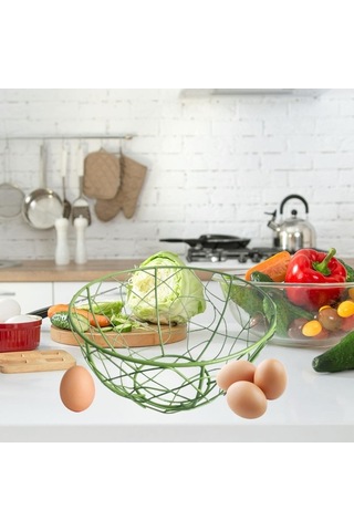 Trendooze Yılbaşı Partisi Sebzeli Meyve Depolama Sepeti Yeşil Yeşil