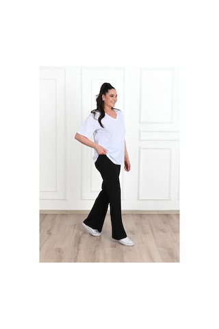 Kadın V Yaka Basic Büyük Beden T-shirt 1297-22 001