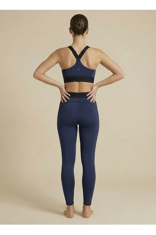 Sculpt Set Yüksek Bel Toparlayıcı Tayt & Destekleyici Spor Sütyeni Pilates Yoga Takımı Lacivert